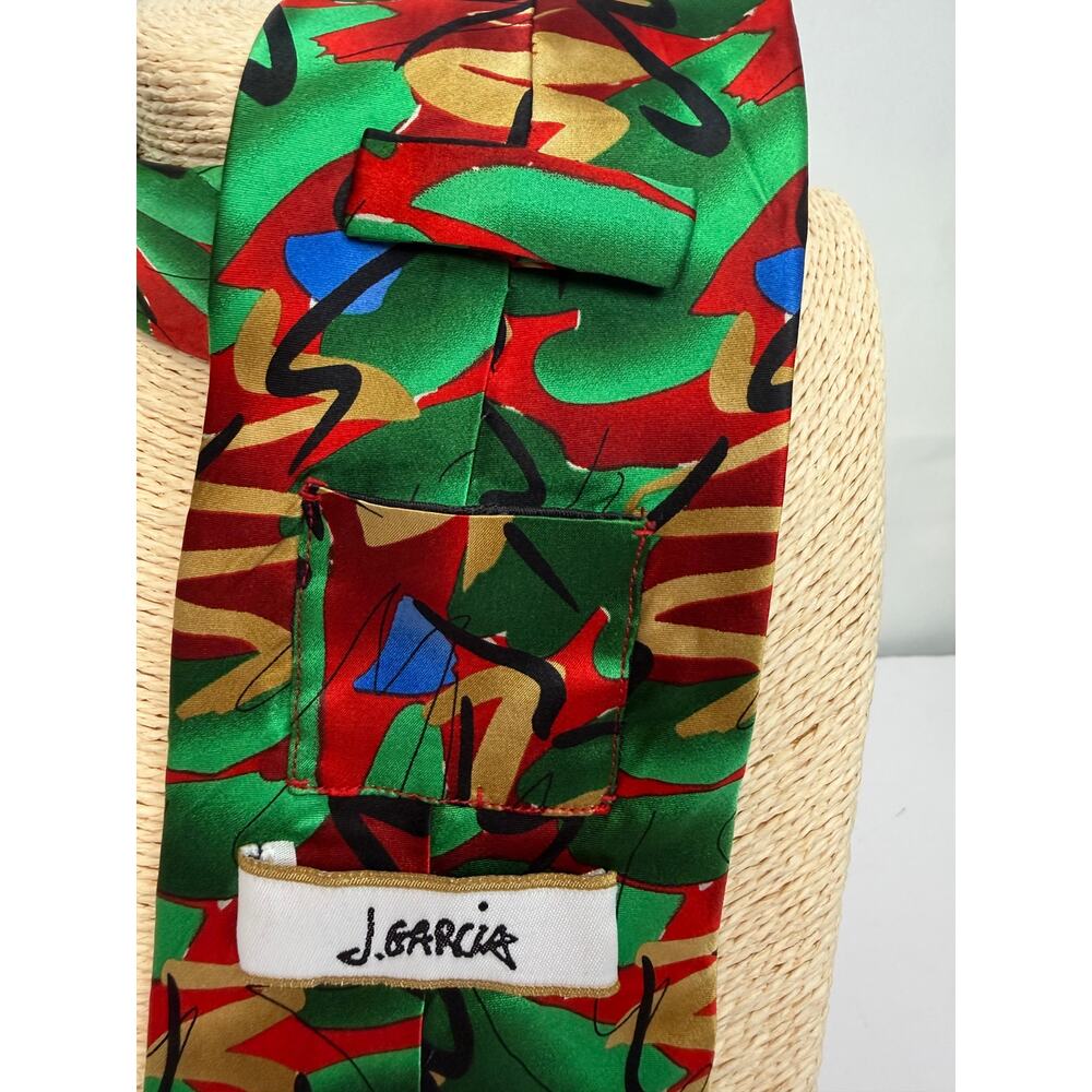 J Garcia Green Tree Limited Edition Silk Tie Collection 43 Red Green Gold Art - Picture 9 of 10